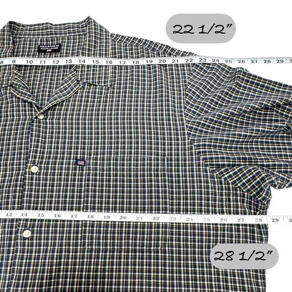 Polo Jeans Co Button Shirt Men XL READ Blue Plaid Ralph Lauren US Flag Vintage - Picture 7 of 10